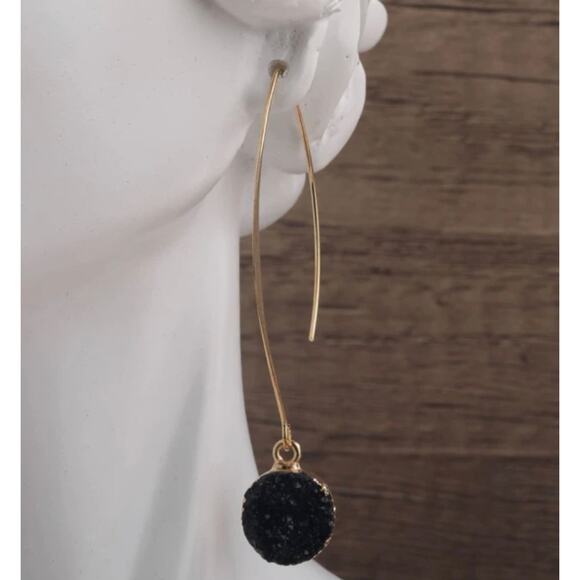 Druzy Fishhook Earrings - Picture 2 of 2